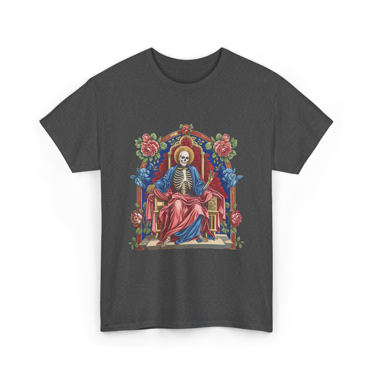 Santa Muerte Saint Death Skeleton T-Shirt - Dark Heather