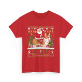 Santa Riding Corgi Corgi Christmas T-Shirt - Red