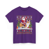 Santa Riding Corgi Corgi Christmas T-Shirt - Purple