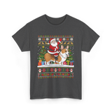 Santa Riding Corgi Corgi Christmas T-Shirt - Dark Heather