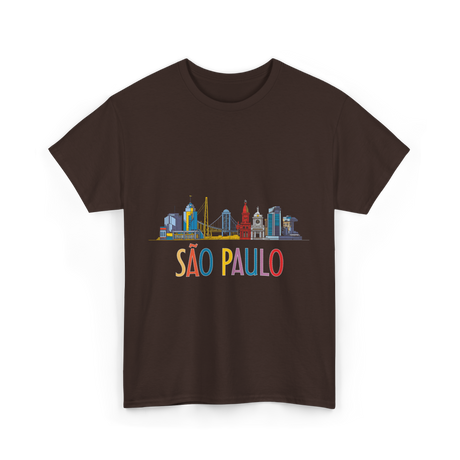 Sao Paulo City Skyline T-Shirt - Dark Chocolate