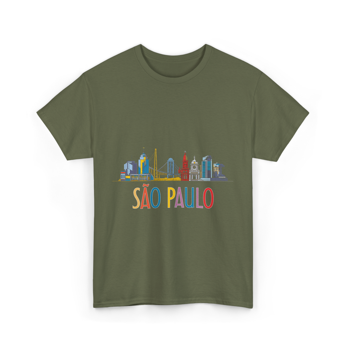 Sao Paulo City Skyline T-Shirt - Military Green