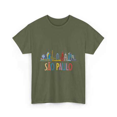 Sao Paulo City Skyline T-Shirt - Military Green