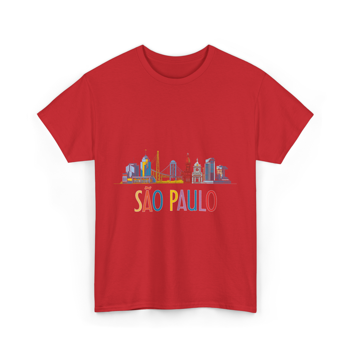 Sao Paulo City Skyline T-Shirt - Red