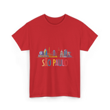 Sao Paulo City Skyline T-Shirt - Red