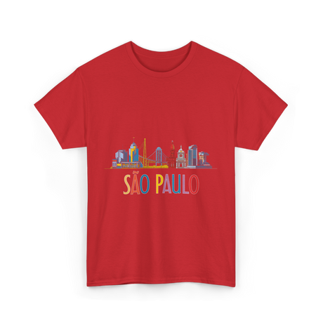 Sao Paulo City Skyline T-Shirt - Red