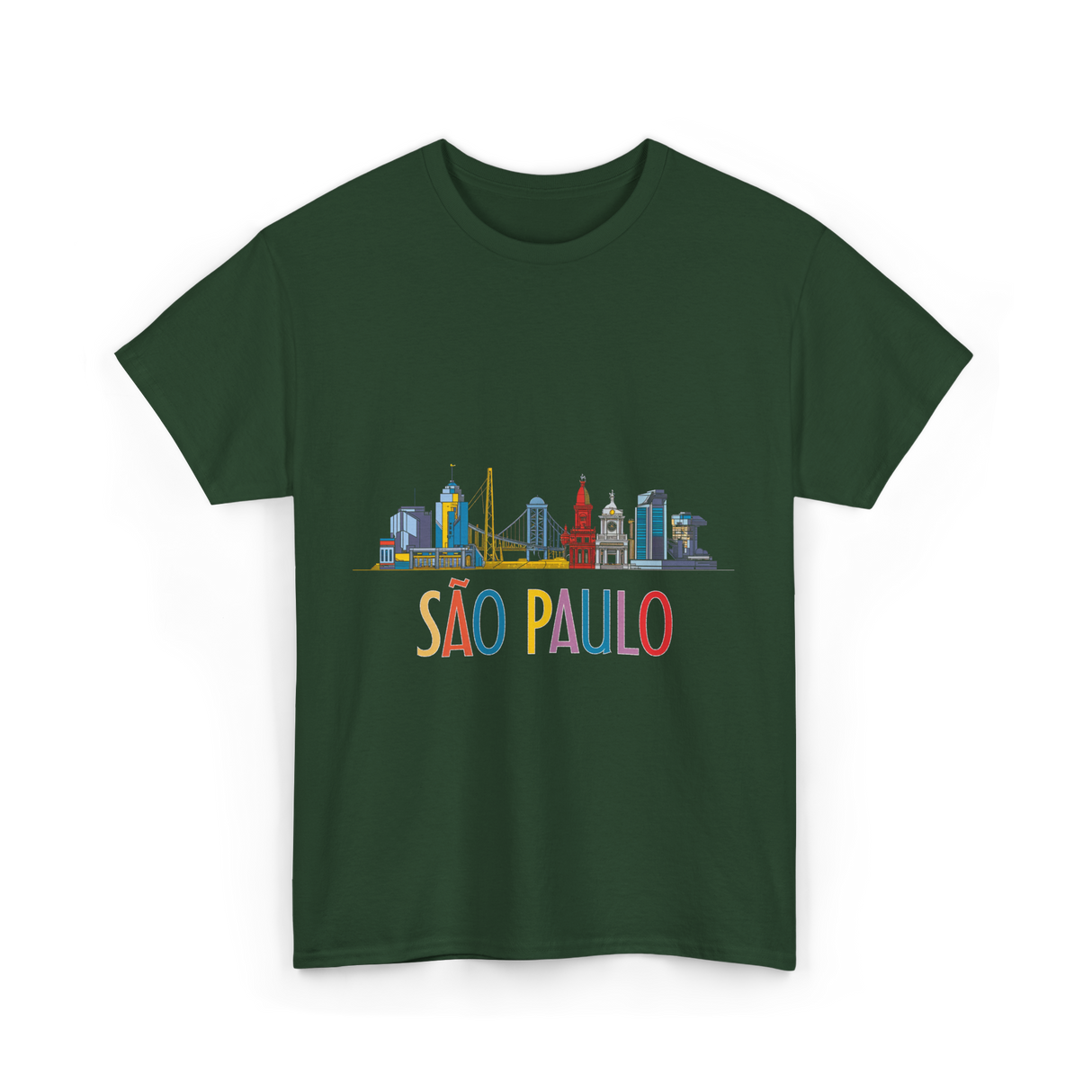 Sao Paulo City Skyline T-Shirt - Forest Green