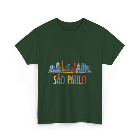 Sao Paulo City Skyline T-Shirt - Forest Green