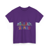 Sao Paulo City Skyline T-Shirt - Purple