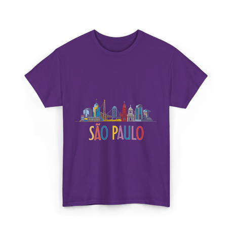 Sao Paulo City Skyline T-Shirt - Purple