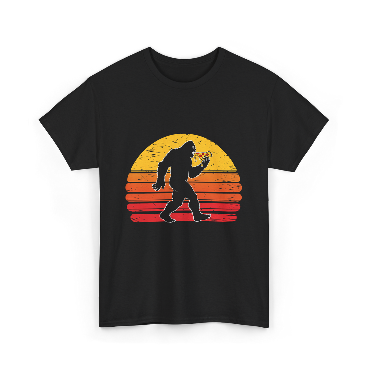 Sasquatch and Pizza Bigfoot T-Shirt - Black