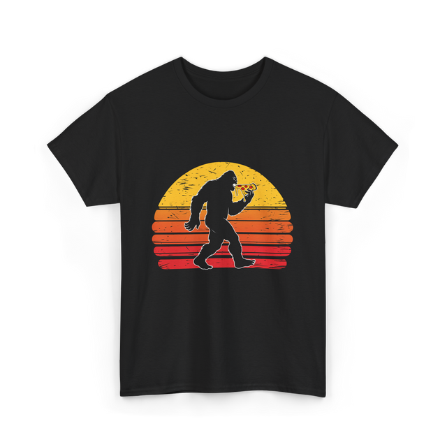 Sasquatch and Pizza Bigfoot T-Shirt - Black