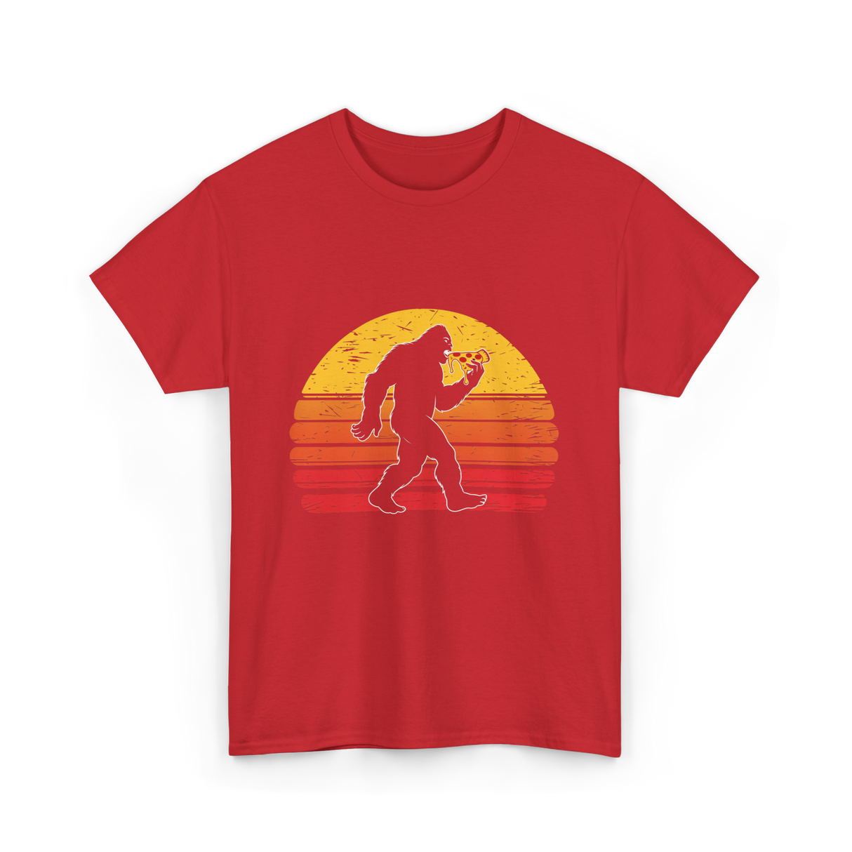 Sasquatch and Pizza Bigfoot T-Shirt - Red