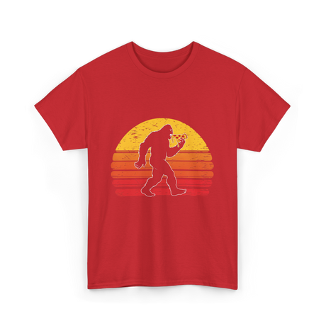 Sasquatch and Pizza Bigfoot T-Shirt - Red