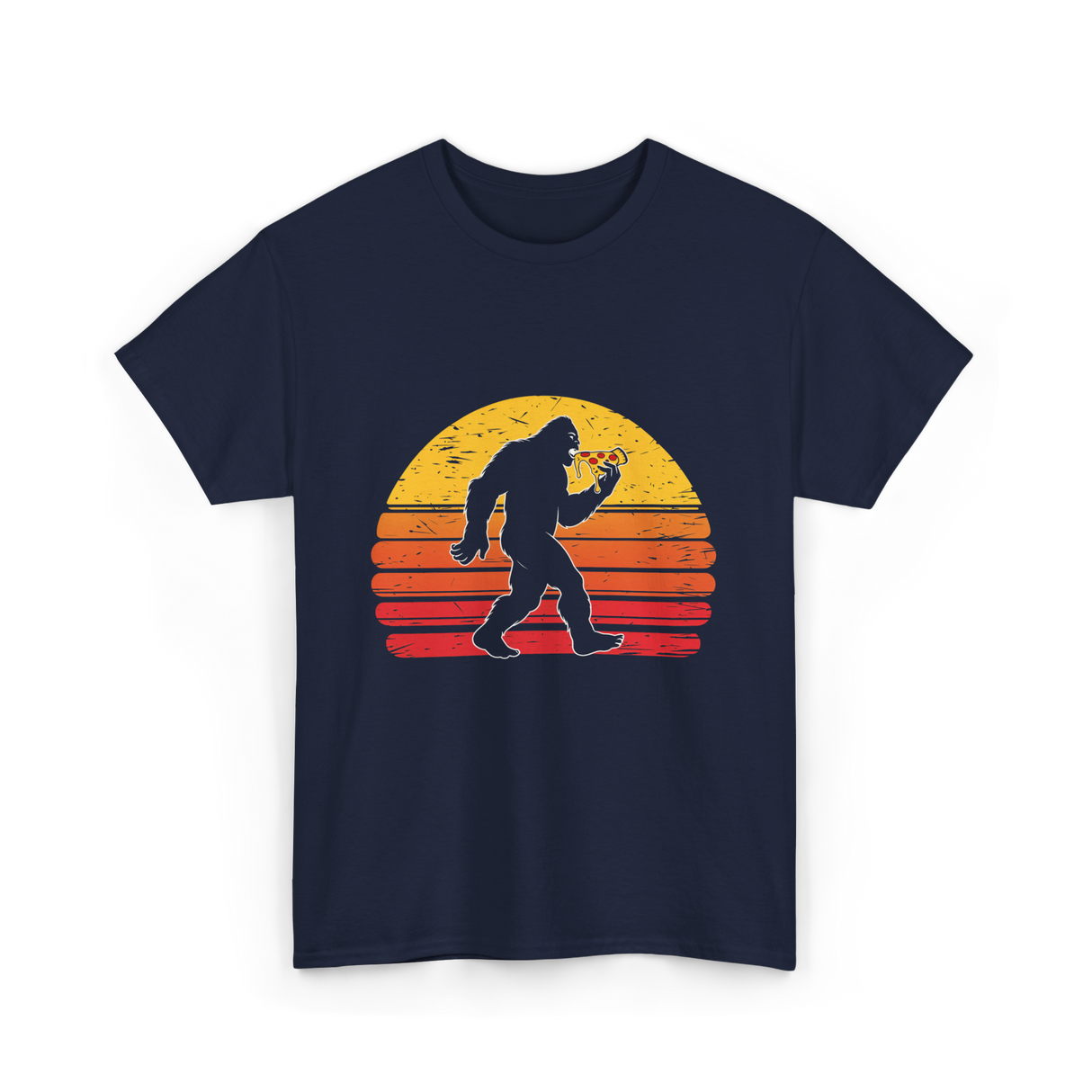 Sasquatch and Pizza Bigfoot T-Shirt - Navy