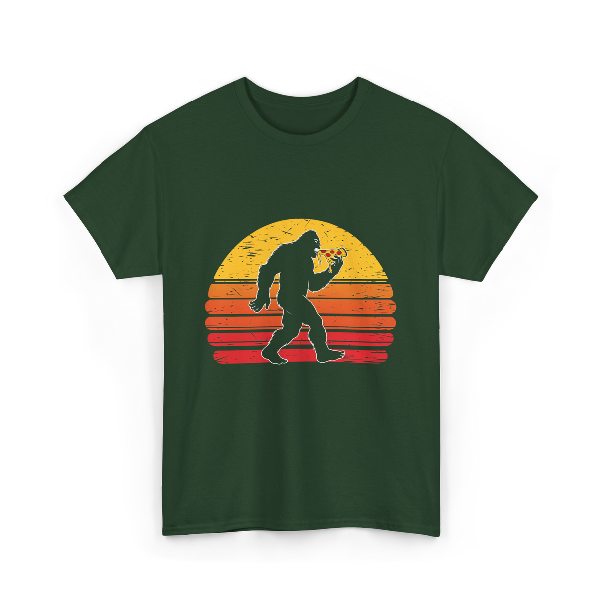 Sasquatch and Pizza Bigfoot T-Shirt - Forest Green