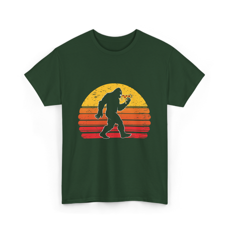 Sasquatch and Pizza Bigfoot T-Shirt - Forest Green