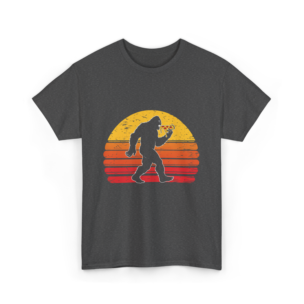 Sasquatch and Pizza Bigfoot T-Shirt - Dark Heather