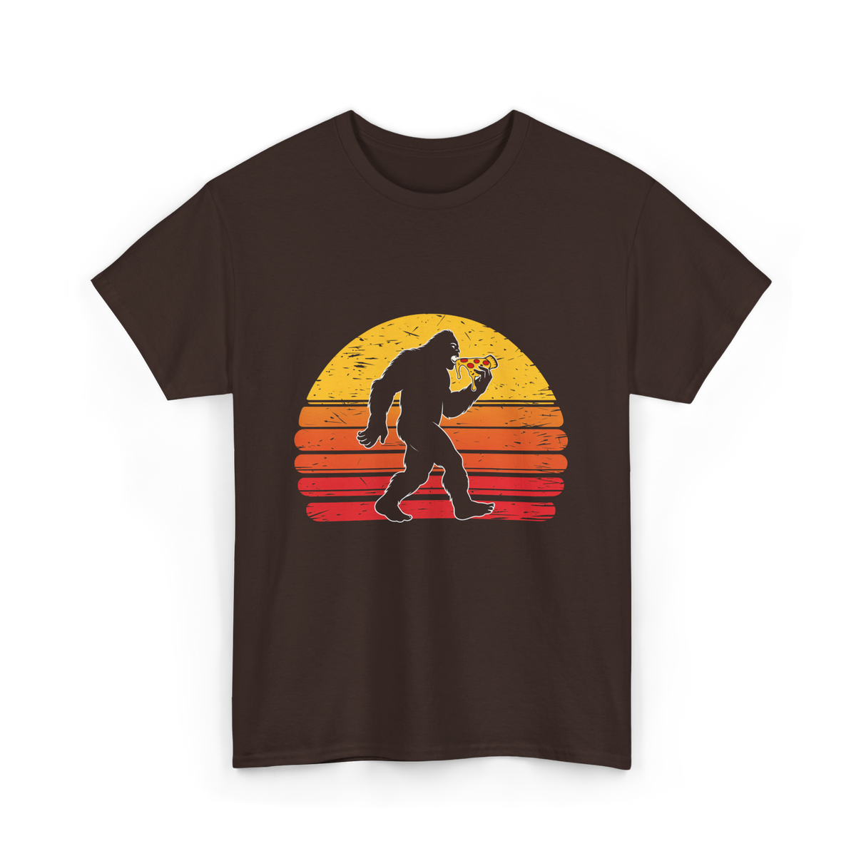 Sasquatch and Pizza Bigfoot T-Shirt - Dark Chocolate