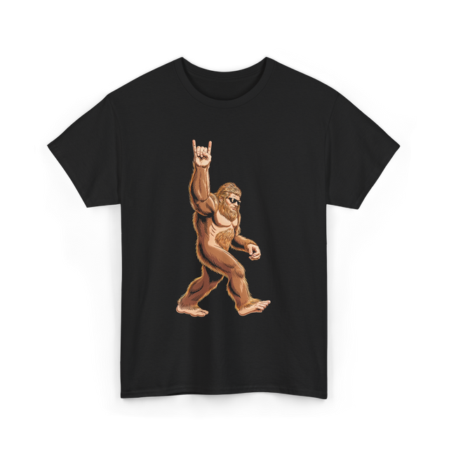 Sasquatch Rock On Bigfoot T-Shirt - Black