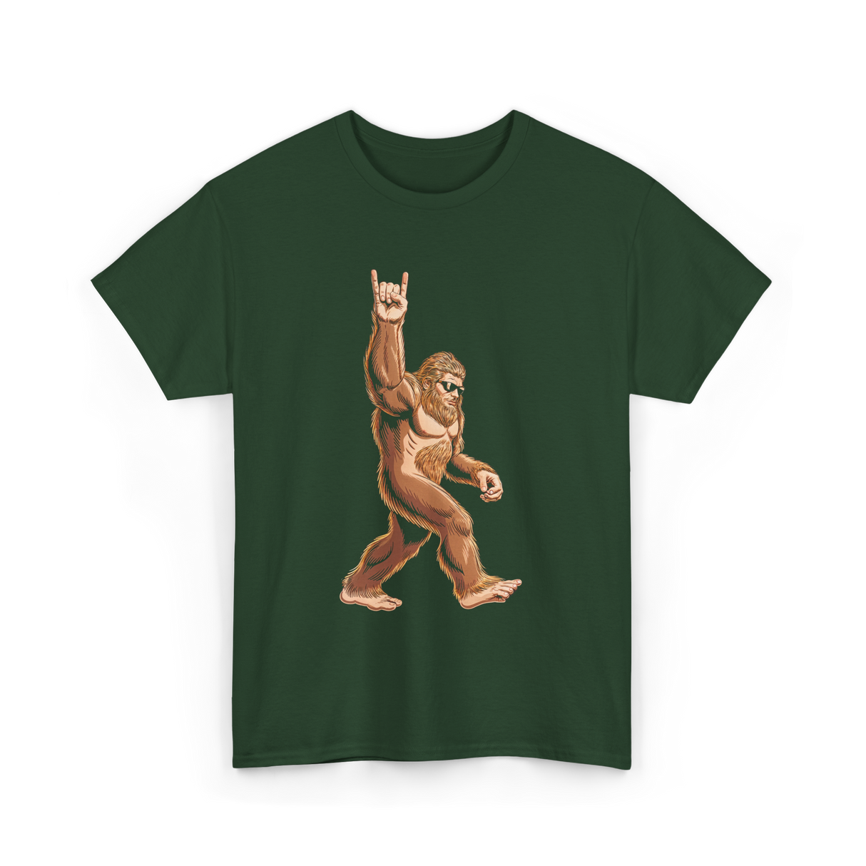 Sasquatch Rock On Bigfoot T-Shirt - Forest Green