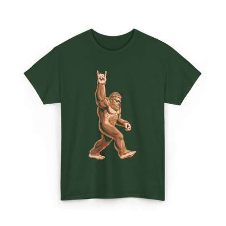 Sasquatch Rock On Bigfoot T-Shirt - Forest Green