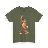 Sasquatch Rock On Bigfoot T-Shirt - Military Green