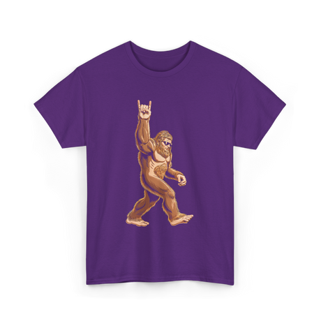 Sasquatch Rock On Bigfoot T-Shirt - Purple