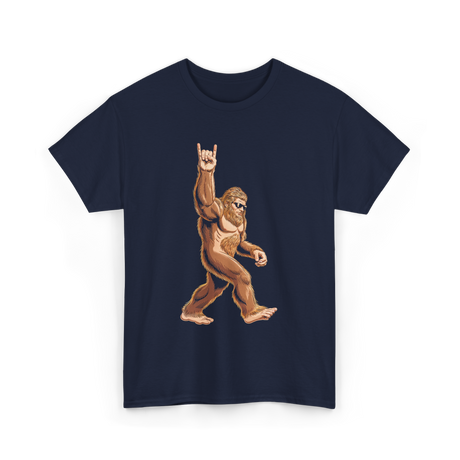 Sasquatch Rock On Bigfoot T-Shirt - Navy