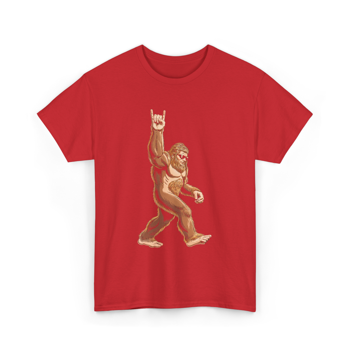 Sasquatch Rock On Bigfoot T-Shirt - Red