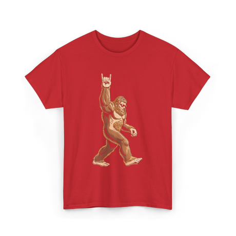 Sasquatch Rock On Bigfoot T-Shirt - Red