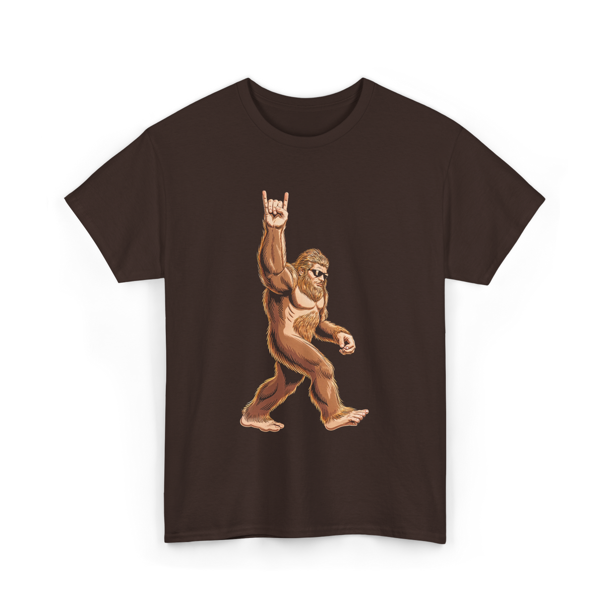 Sasquatch Rock On Bigfoot T-Shirt - Dark Chocolate