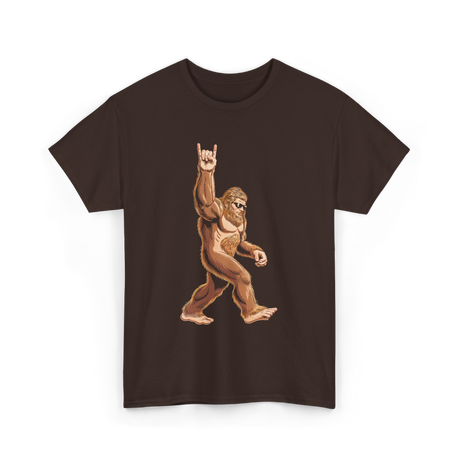 Sasquatch Rock On Bigfoot T-Shirt - Dark Chocolate