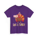 Save A Turkey Eat Pizza T-Shirt - Purple