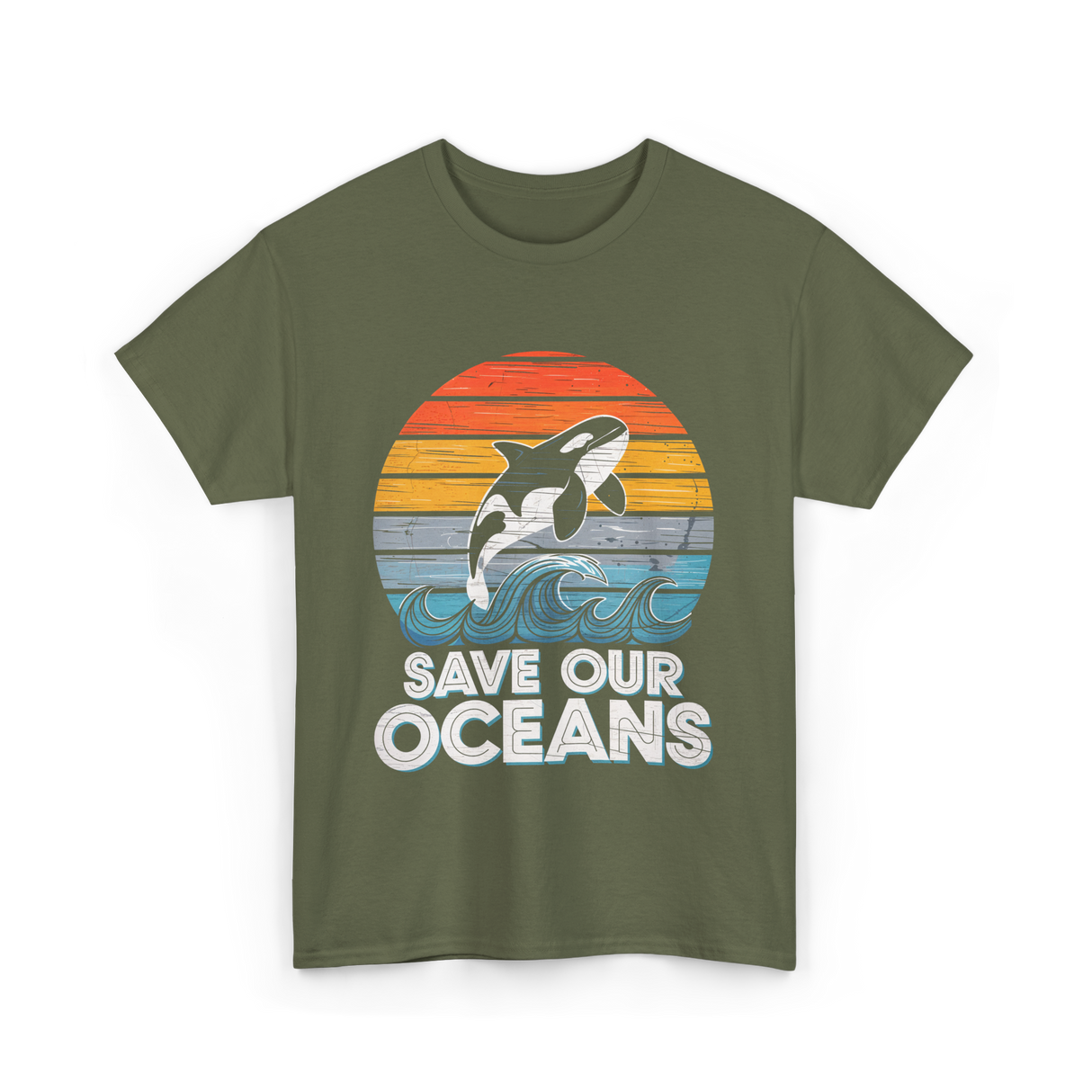 Save Our Oceans Orca T-Shirt - Military Green