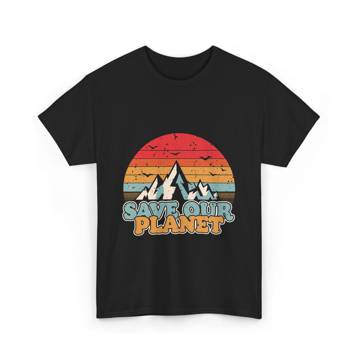 Save Our Planet Retro Design T-Shirt - Black