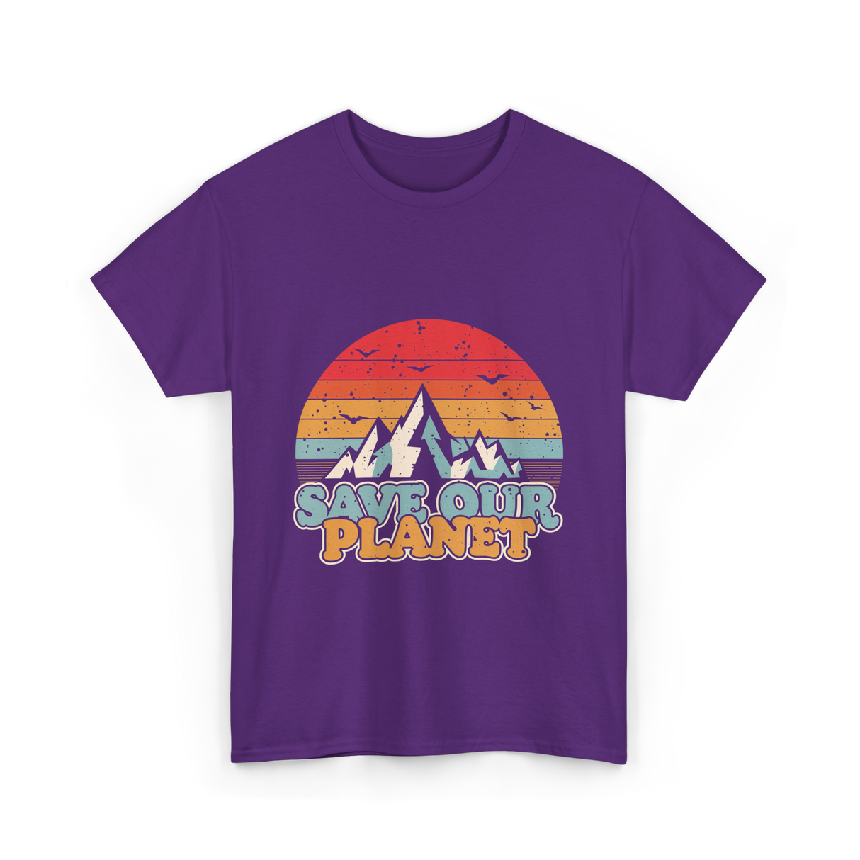 Save Our Planet Retro Design T-Shirt - Purple