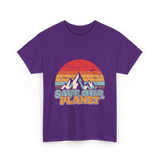 Save Our Planet Retro Design T-Shirt - Purple