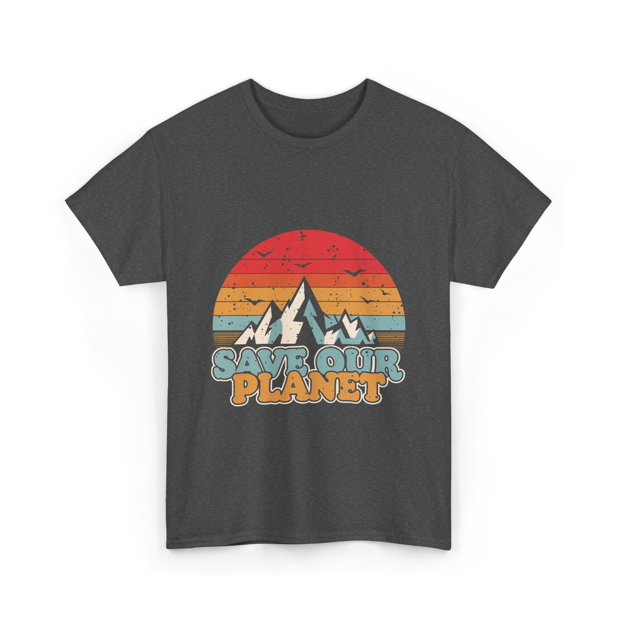 Save Our Planet Retro Design T-Shirt - Dark Heather