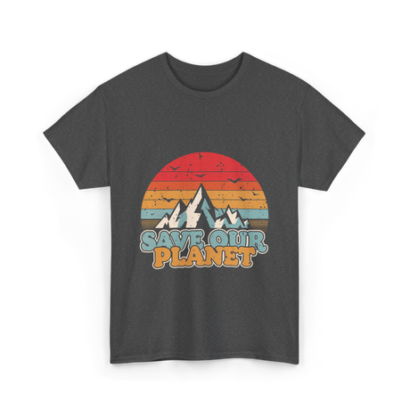 Save Our Planet Retro Design T-Shirt - Dark Heather