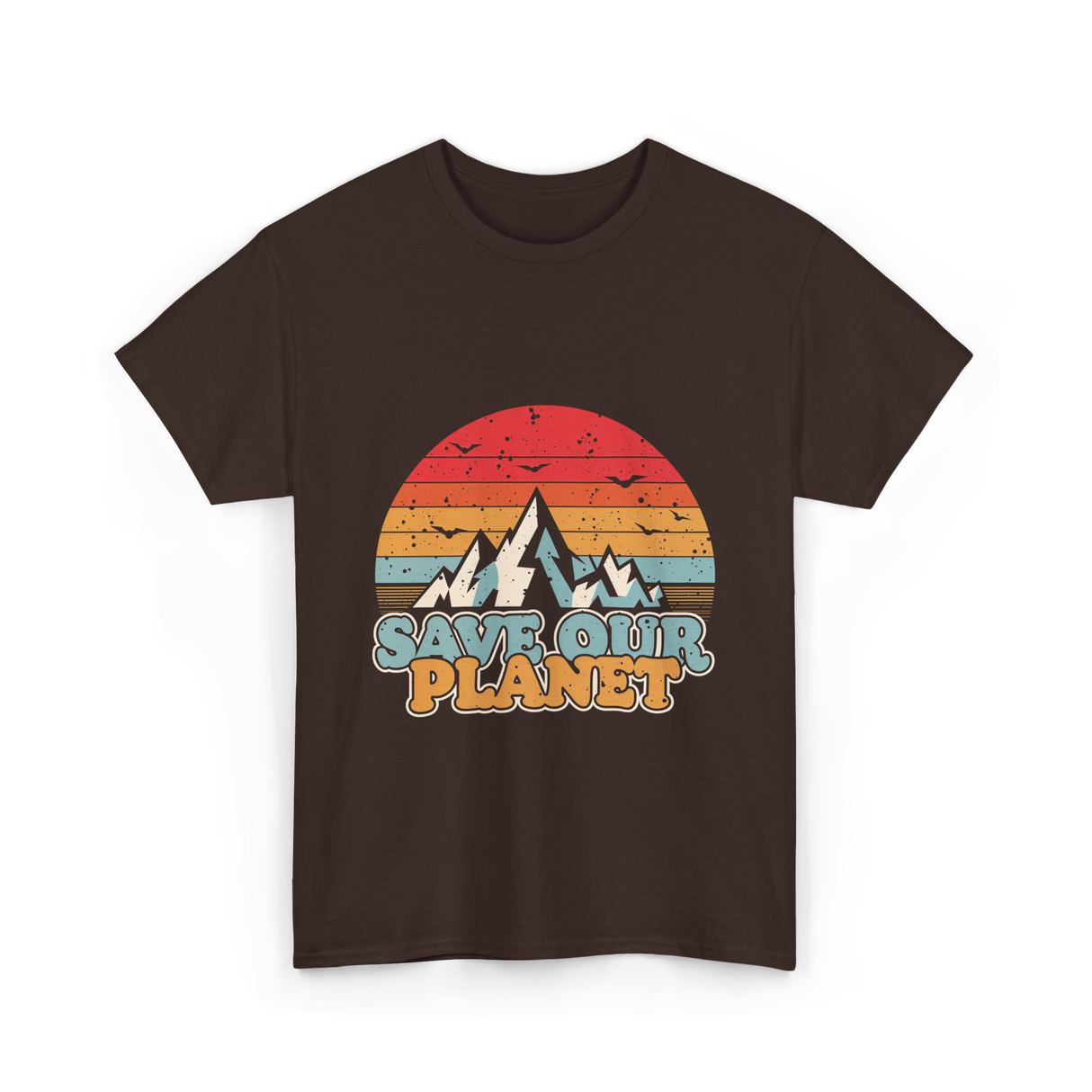 Save Our Planet Retro Design T-Shirt - Dark Chocolate