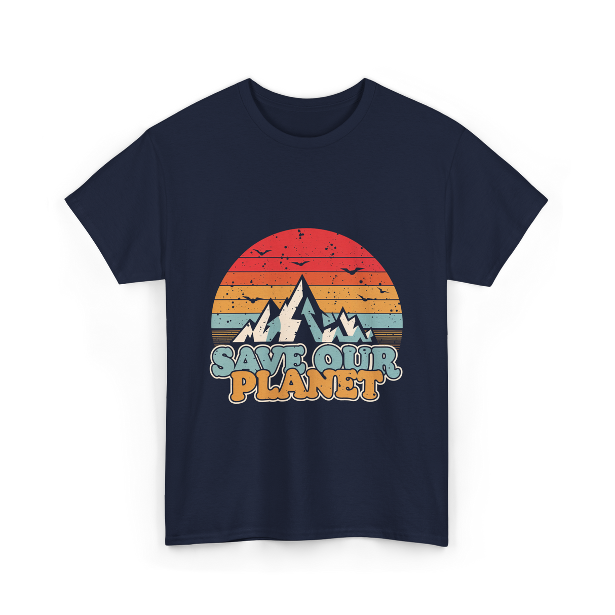 Save Our Planet Retro Design T-Shirt - Navy