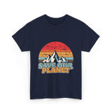 Save Our Planet Retro Design T-Shirt - Navy