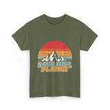 Save Our Planet Retro Design T-Shirt - Military Green