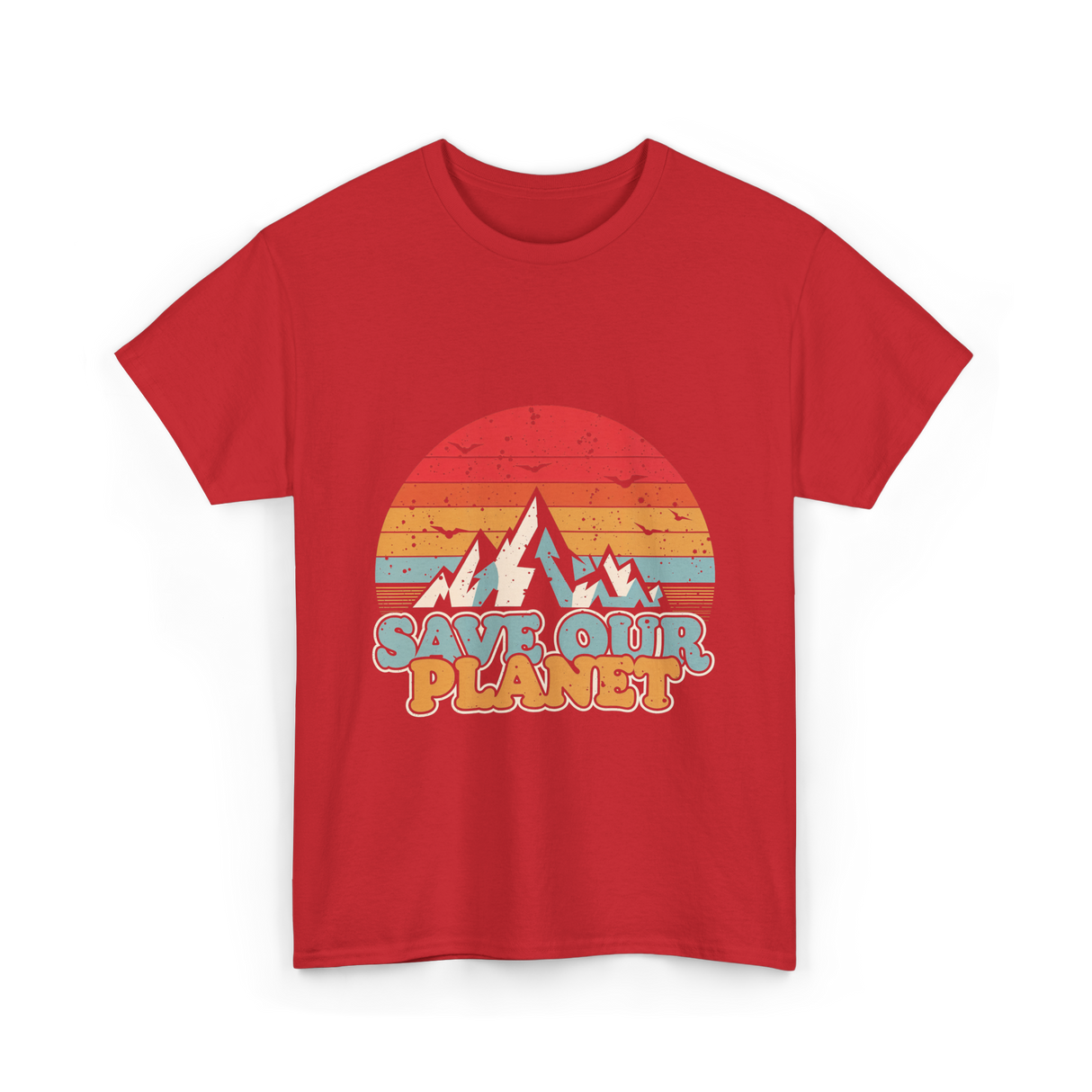 Save Our Planet Retro Design T-Shirt - Red