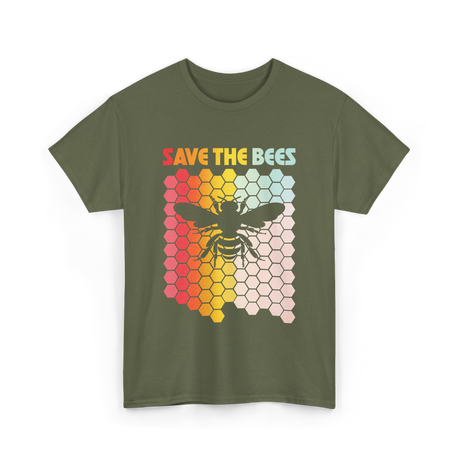 Save The Bees Bees Environment T-Shirt - Military Green