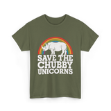 Save the Chubby Unicorns Conservation T-Shirt - Military Green