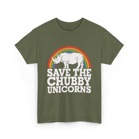 Save the Chubby Unicorns Conservation T-Shirt - Military Green