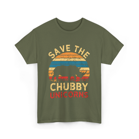 Save The Chubby Unicorns Rhino T-Shirt - Military Green