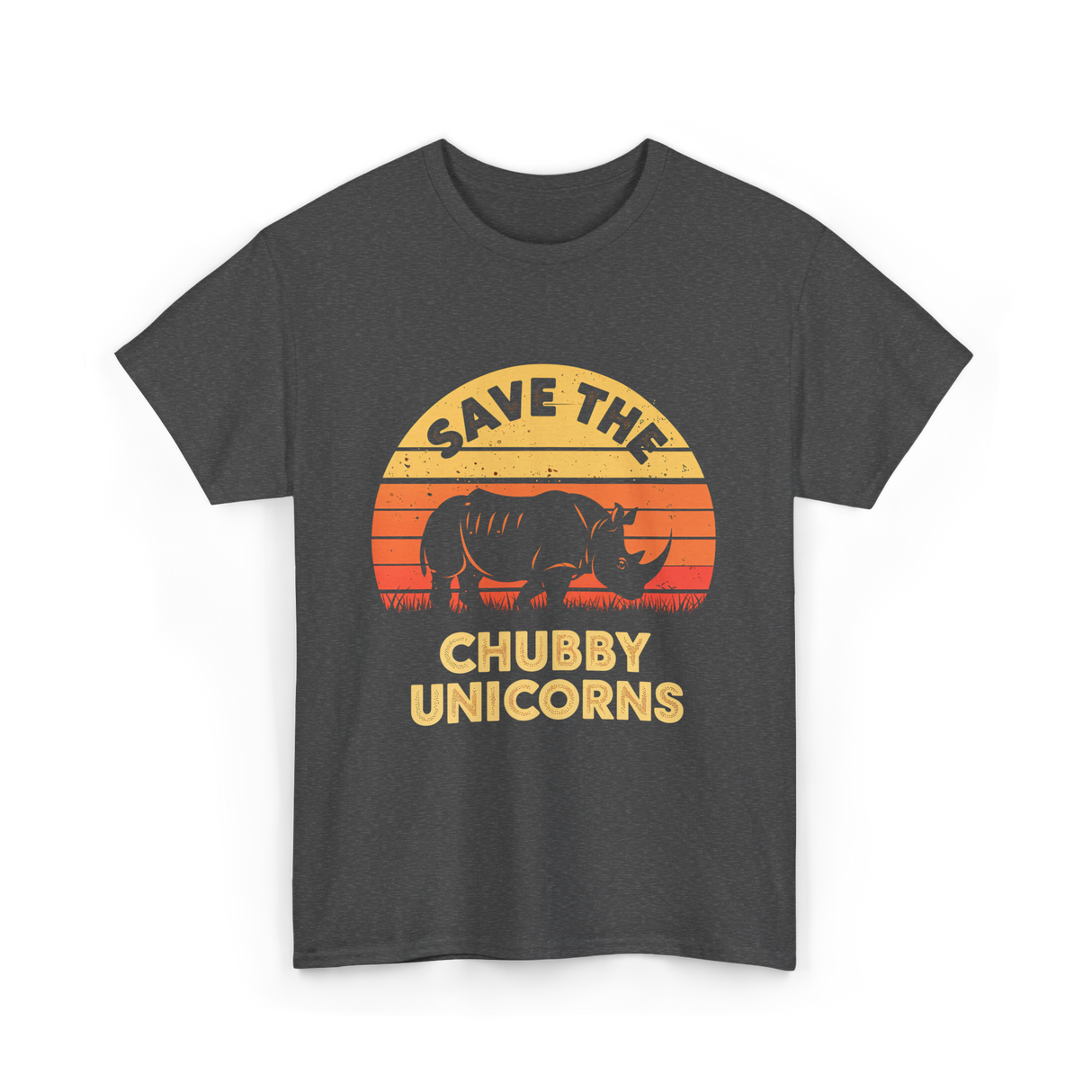 Save the Chubby Unicorns Rhino T-Shirt - Dark Heather